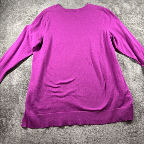 J Jill Women Tunic Sweater Soft Cozy Split Hem Long Sleeve Purple Large I114 - Picture 4 of 9